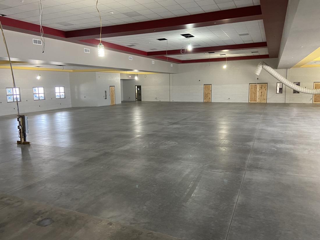 Bare concrete slab before coating at Crescent City Elementary