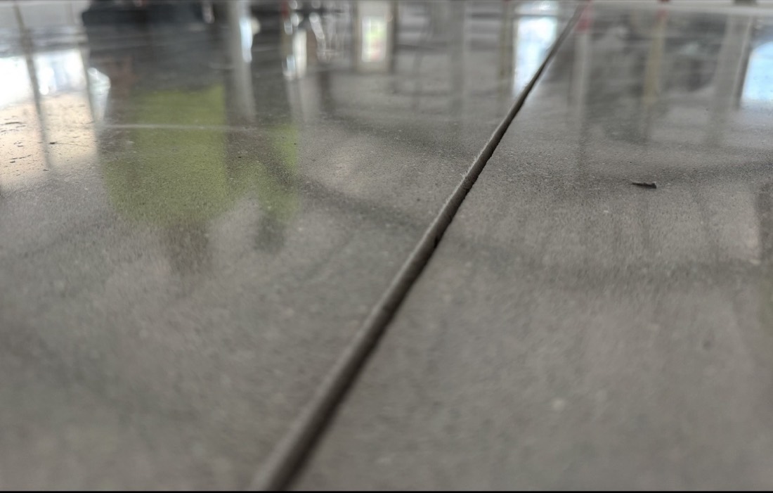 Polished concrete open area during construction at the University of Florida