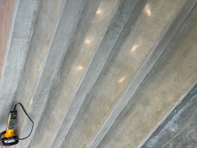 Polishing concrete stairs at the University of Florida